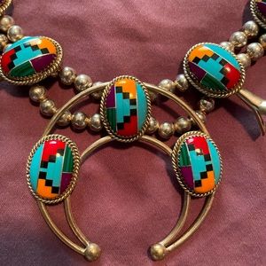 Sterling silver authentic Native American necklace & earring set